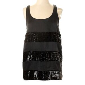 🌺 Calista Soft Black 100% Silk Velvet Racerback Tank Top Size S